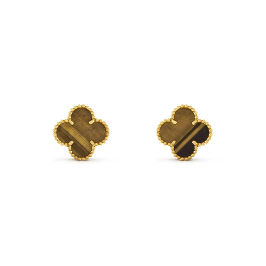 [LuckyStar]CLOVER MEDIUM 1 MOTIVE TIGERAUGE OHRRINGE
