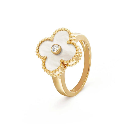 [LuckyStar]CLOVER PINK MOP RING GOLD DIAMANT