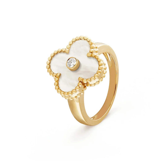 [LuckyStar]CLOVER PINK MOP RING GOLD DIAMANT