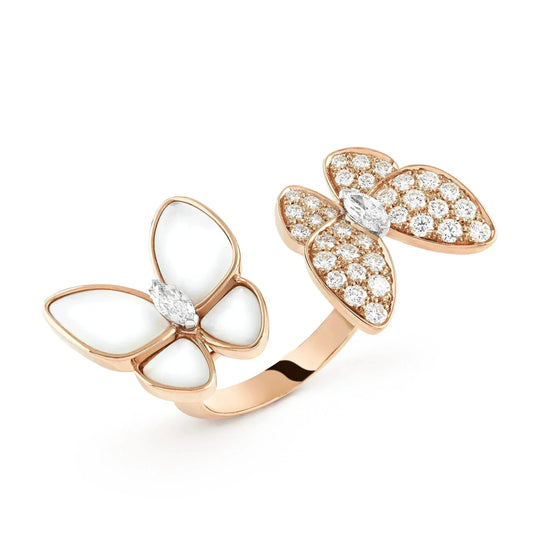 [LuckyStar]ZWILLINGS-DIAMANT-MOP-RING MIT SCHMETTERLING