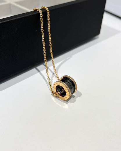 [LuckyStar]ZERO 1 SCHWARZE KERAMIK DIAMANT ROSGOLD HALSKETTE