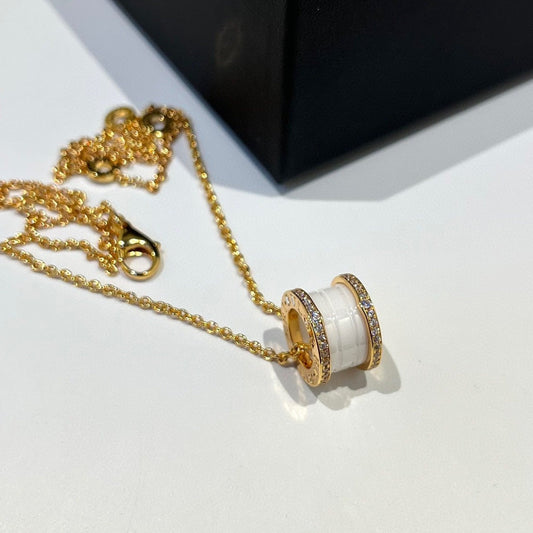 [LuckyStar]ZERO 1 WEISSE KERAMIK DIAMANT ROSGOLD HALSKETTE