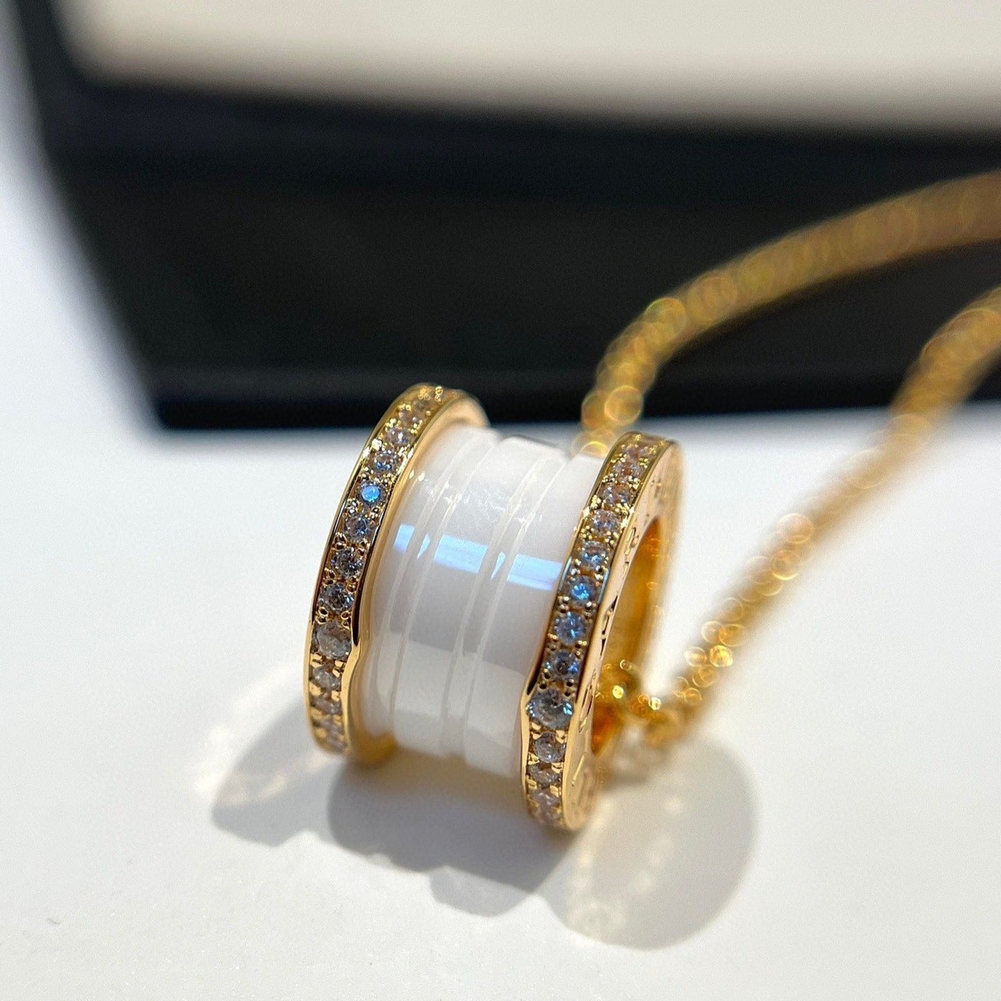[LuckyStar]ZERO 1 WEISSE KERAMIK DIAMANT ROSGOLD HALSKETTE