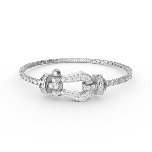 [LuckyStar]FORCE GROSSES HUFEISEN-TENNISARMBAND MIT VOLLEN DIAMANTEN 