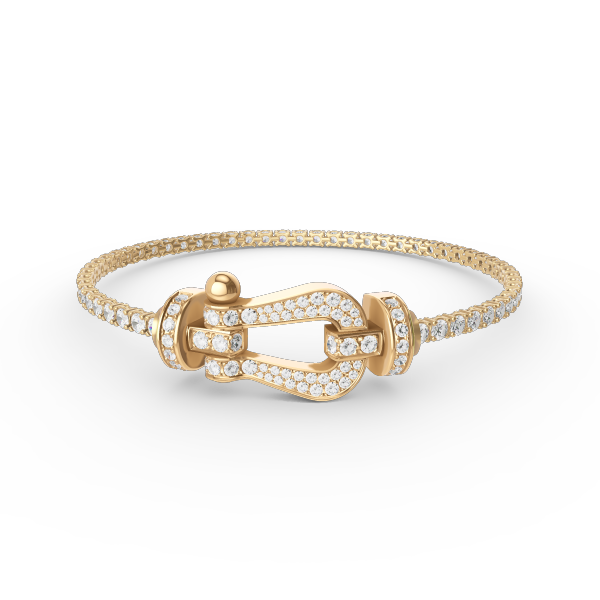 [LuckyStar]FORCE GROSSES HUFEISEN-TENNISARMBAND MIT VOLLEN DIAMANTEN 