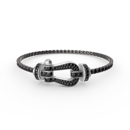 [LuckyStar]FORCE GROSSES HUFEISEN-TENNISARMBAND MIT VOLLEN DIAMANTEN 